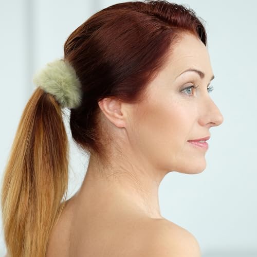12 Pack Fluffy Hair Scrunchies for Women - Soft Pom Pom Ties