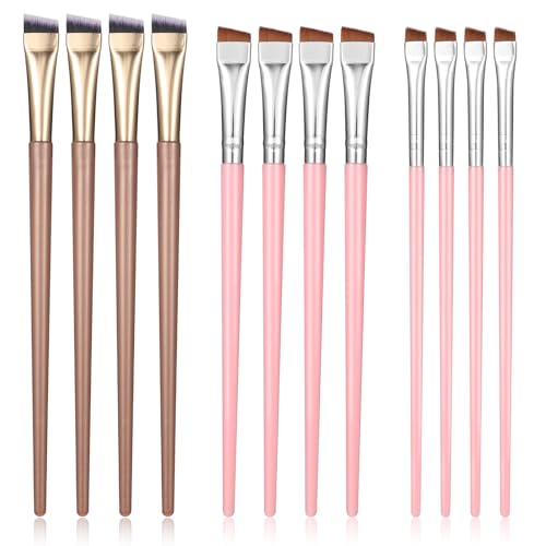 12-Piece Fine Angled Eyebrow Brush Set for Precision Makeup