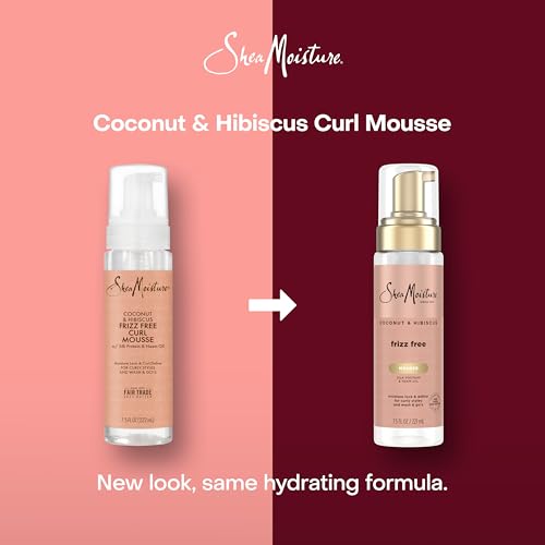 SheaMoisture Curl Mousse for Curly Hair, Coconut & Hibiscus Styling Mousse for Frizz Control & Volume, with Shea Butter, 7.5 oz
