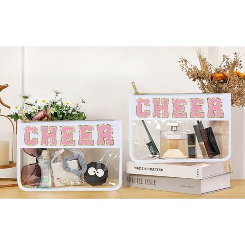 Chenille Letter Cheerleading Makeup Bag - Clear Pouch for Girls