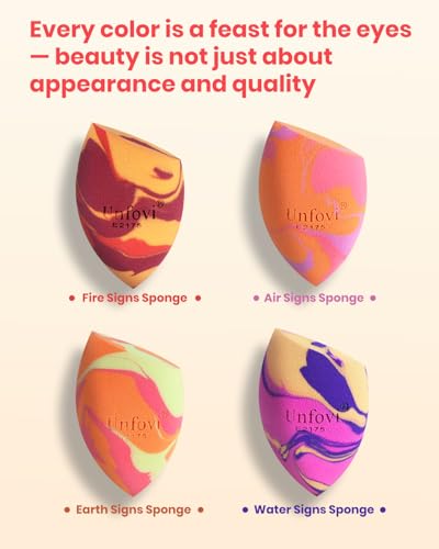Unfovi Marble Multicolor 6PCS Tri Color Makeup Sponges - Latex-Free, Soft Foundation Blenders for Face & Contouring