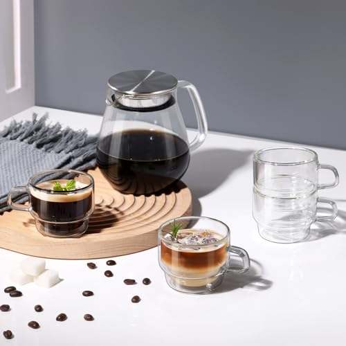 Glastal Double Walled Espresso Glass Cups Set of 2 - 4 oz