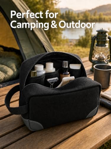 HJOKLS Men's Travel Toiletry Bag - Hanging Dopp Kit in Black
