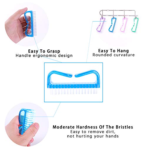 6 Pack Handle Grip Nail Cleaning Brush Kit for Home & Travel
