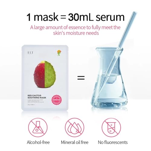 ELT Red Cactus Extract Hydrating Sheet Mask - 10 Pack Vegan K-Beauty