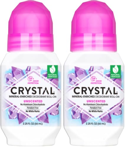 Crystal Mineral Deodorant Roll-On Unscented 2.25 Fl oz (Pack of 2)