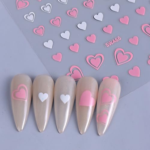 8 Sheets Valentine's Day 3D Heart Nail Art Stickers Set