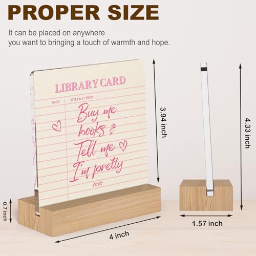 Acrylic Desk Decor Plaque with Stand for Book Lovers - 4x4 Inches