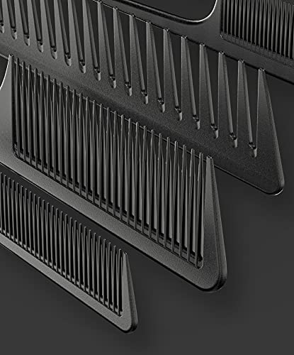 Professional 6-Piece Carbon Fiber Hair Comb Set - Anti-Static & Heat Resistant