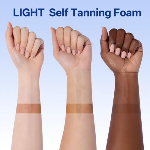 MegustaMe Blue Self Tanning Foam 1 Hour Express Sunless Tan, Natural Light Bronze