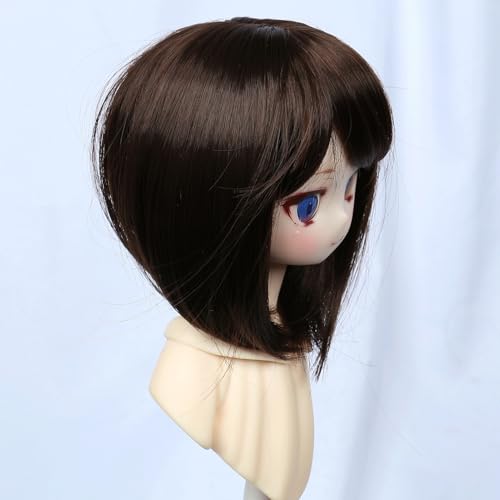 Short Dark Brown Wig for 8-9 Inch Head Dolls - BJD MSD Pullip