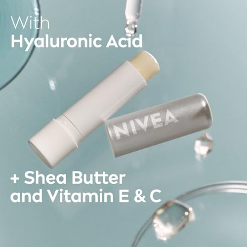 NIVEA Dewy Lip Care with Hyaluronic Acid, 4-Pack Moisturizing Balm (0.18 oz each)