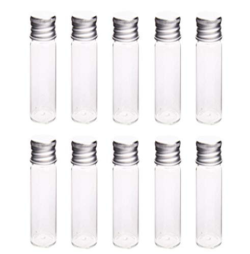 10Pcs Glass Sealed Bottle with Screw Aluminum Cap Clear Tiny Empty