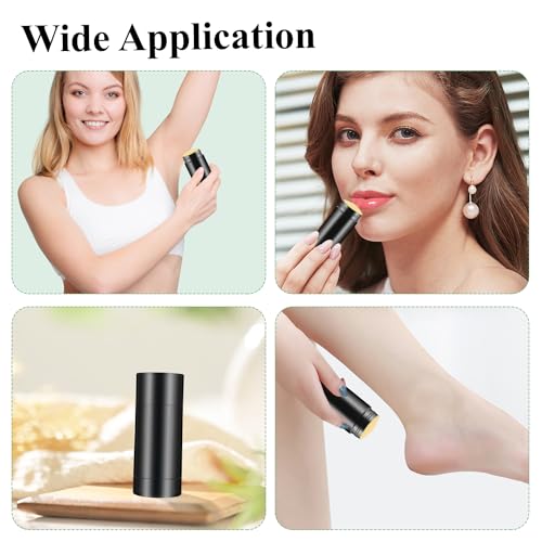 1 Pack 12x 0.5oz Black Refillable Deodorant Containers for DIY Lip Balm, 30x70mm Twist-Up