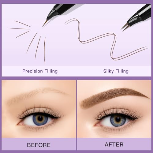 UCANBE Soft Brown Curved Eyebrow Pencil with Dual-Ended Spoolie & Precision Tips