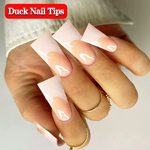550PCS Clear Half Cover Duck Nail Tips for Acrylic Nails, Short Curved French Fake Tips, 11 Sizes for Nail Art