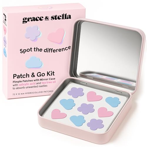 Grace & Stella 72 Pack Award-Winning Clear Pimple Patches with Mirror Case - Acne Spot Treatment