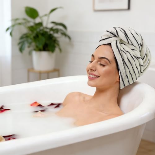 Jacquotha Cotton Hair Towel Wrap - Anti-Frizz Quick Dry Hair Turban