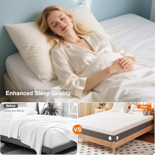 Fitted Bed Sheet Holders with Twist-Lock Clips - 4 Pack