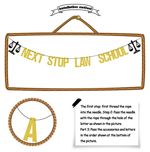 Next Stop Law School Banner - Graduation Party Decor in Gold & Black