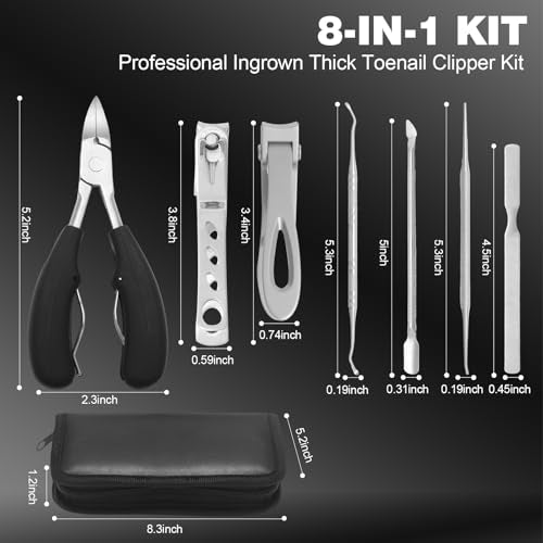 Foot Care Set with Nail Clippers & Podiatrist Tools for Thick Nails