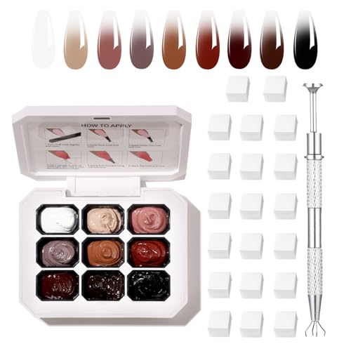 AOBOO Ombre Gel Nail Polish Kit with Sponges for Gradient & Nail Art
