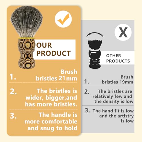 KIKC Hand Crafted Pure Badger Hair Shaving Brush with Wood Handle