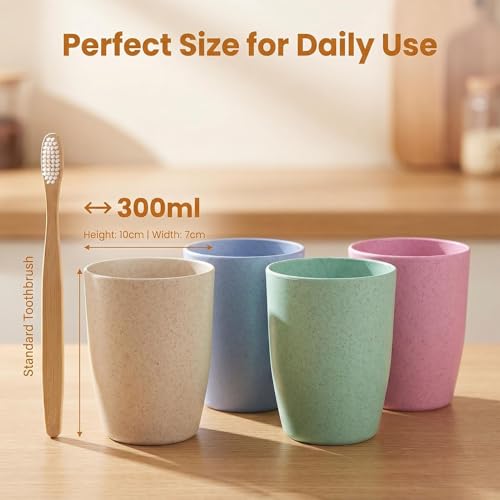 Unbreakable Plastic Toothbrush Cup Set - 4 Pack Bathroom Travel Organizer