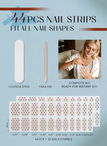 Pink Polka Dot Gel Nail Strips - 44 Pcs, No UV Light Needed, Long Lasting & Easy Apply