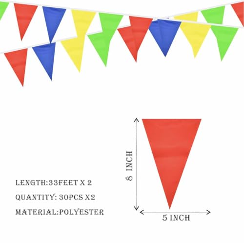 Vibrant Pennant Banner - 64-Piece Triangle Flag Garland for Parties