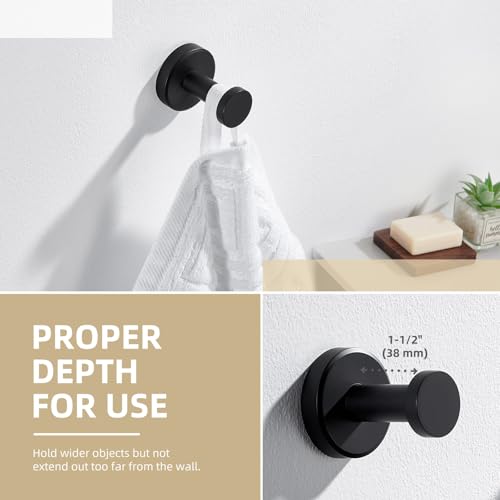 Matte Black Towel Hook - Heavy Duty SUS304 Stainless Steel