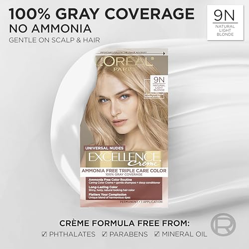 L'Oreal Paris Excellence 9N Natural Light Blonde Hair Color Kit - Ammonia Free Gray Coverage
