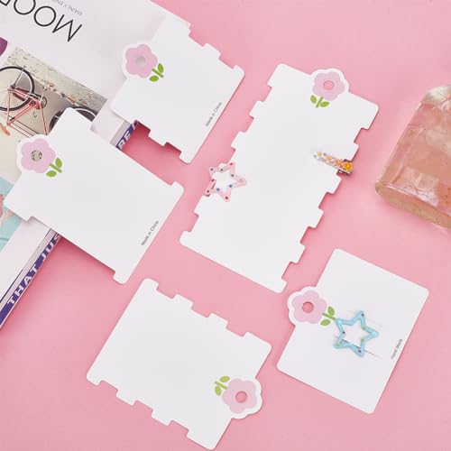150Pcs Hair Clip Display Cards - White Cardboard Holders for Hair Accessories