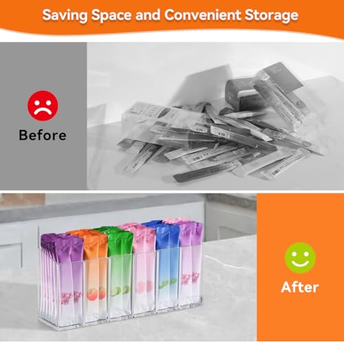 6-Compartment Drink Packet Organizer with Removable Dividers