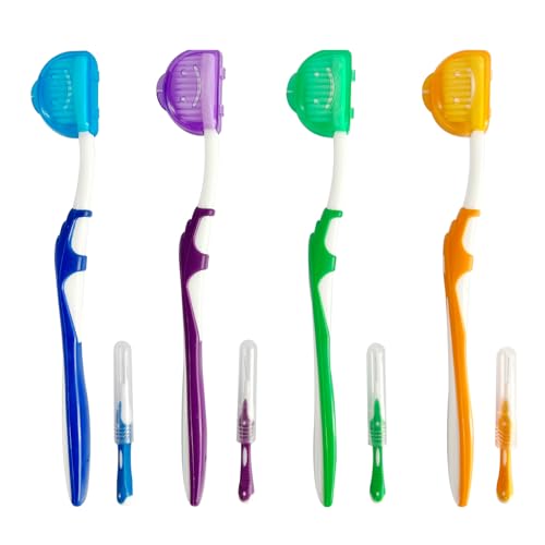 Orthodontic Dental Care Kit - 4 Soft Bristle Toothbrushes & Flosser