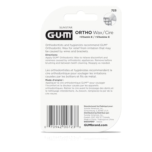 GUM Orthodontic Wax for Braces & Dentures with Vitamin E - 2 Pack