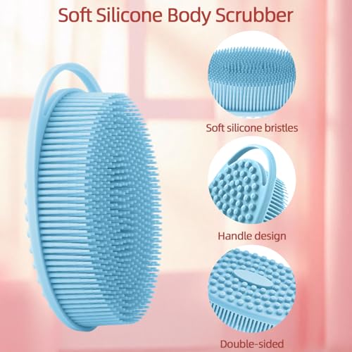 Silicone Body Scrubber Set - 2 Pcs Exfoliating Loofah for All Skin Types