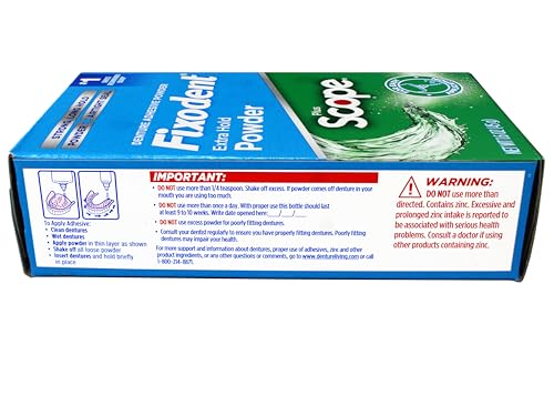 Fixodent Denture Adhesive Powder Plus Scope, Extra Strong Hold, 1.6 oz (3 Pack)