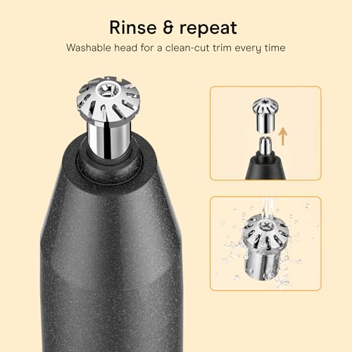 ConairMAN 360¡Æ Bevel Blade Ear and Nose Trimmer | Patented 360¡Æ beveled blade trims ear, nose, and brows with no pulling, Black/Silver, Model PG1000L5