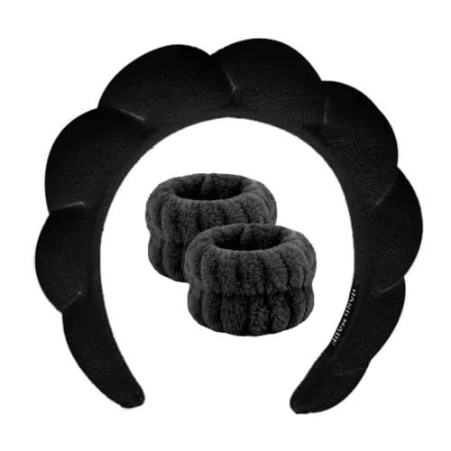 Women's Spa Headband Black - Absorbent Makeup & Face Washing Headband