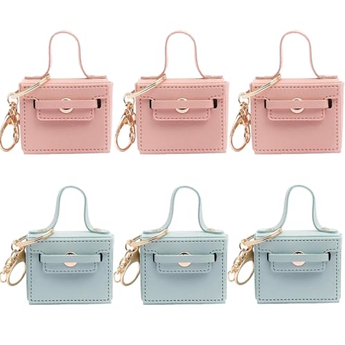 6 Pack Mini Backpack Keychain Coin Purse - PU Leather Makeup Pouch