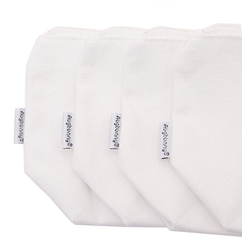 Augbunny Medium White 16oz Cotton Canvas Makeup Organizer Pouch 4-Pack