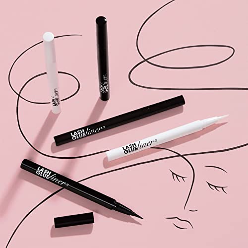 KISS 2-in-1 Lash Glueliner - Felt-Tip Eyeliner & Adhesive, Pack of 2