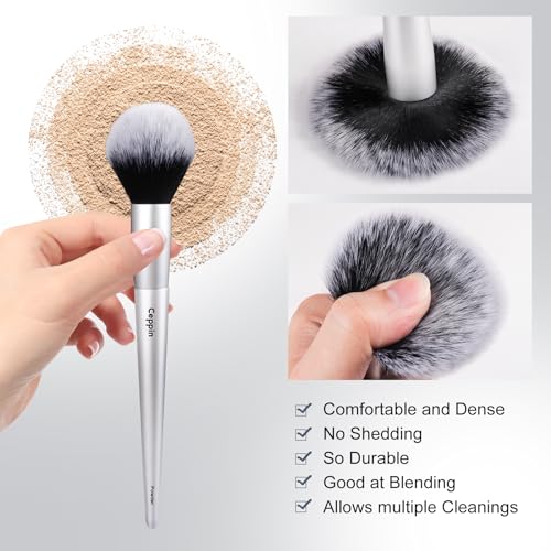 Silver Makeup Brush Set - 10Pcs Professional Synthetic Brushes