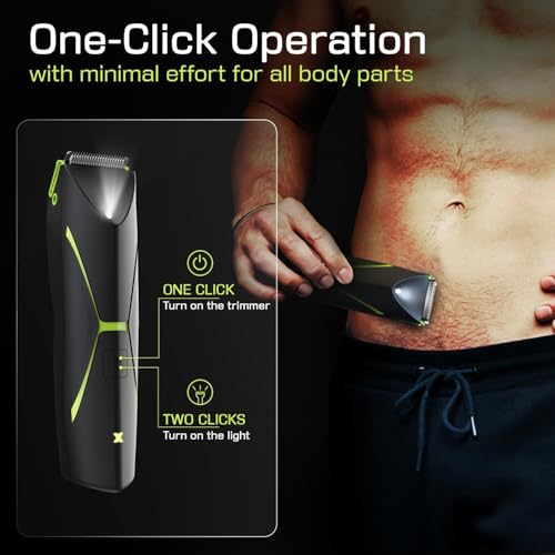 Brightman Cordless Body Hair Trimmer for Men - Green Waterproof Groomer