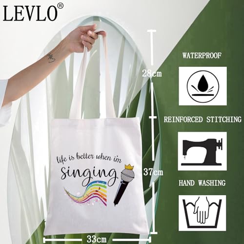 LEVLO I'm Singing Tote Music Lover Cosmetic Makeup Bag Gift for Women & Girls