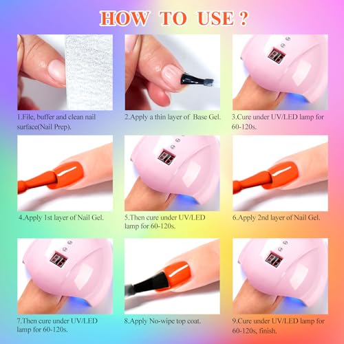 MEET ACROSS 8-Piece Glow in the Dark Gel Nail Polish Set - Neon Fluorescent