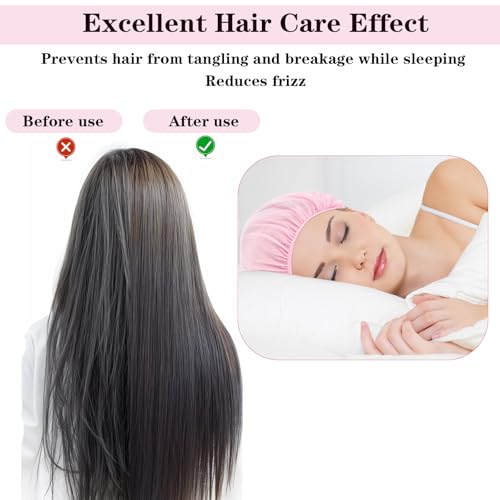 Bremorou 4-Pack Mesh Sleeping Caps for Curly Hair - Soft Night Hair Nets for Women