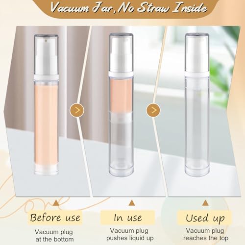 15ml Clear Vacuum Lotion Pump Bottles Set of 30 with Pipettes & Funnel - Refillable Cosmetic Containers