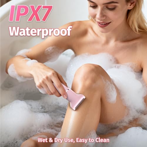 Bikini Trimmer for Women,5-in-1 Electric Razors for Women,Electric Shaver for Women's,IPX7 Waterproof Trimmer for Men Legs,with 5 Replaceable Blade Heads,USB Recharge Dock£¨Pink£©